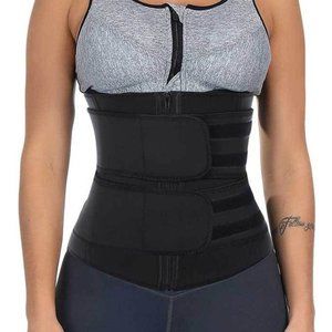 NEW  Black Size 5XL Compression Double Velcro Strap  Zipper Latex Waist Trainer
